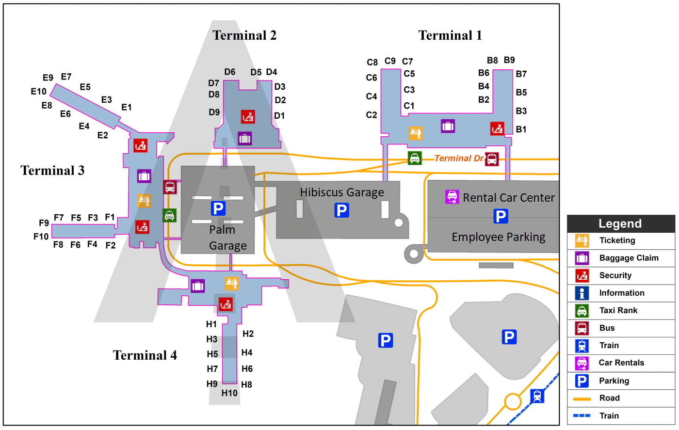 Fort Lauderdale Airport Overview Map